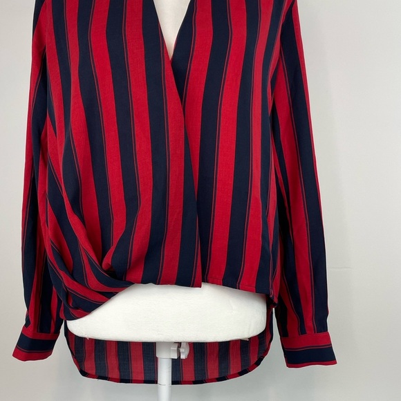 Urban Outfitters Longline Navy and Red Striped Surplice Blouse. Size Small. NWT - Picture 3 of 16